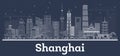 Outline Shanghai China City Skyline with White Buildings Royalty Free Stock Photo