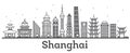 Outline Shanghai Skyline with Modern Buildings. Royalty Free Stock Photo