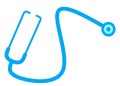 An outline shape of a light blue stethoscope used by doctors white backdrop