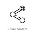 outline share content vector icon. isolated black simple line element illustration from multimedia concept. editable vector stroke Royalty Free Stock Photo