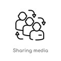 outline sharing media vector icon. isolated black simple line element illustration from shapes concept. editable vector stroke