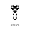 outline shears vector icon. isolated black simple line element illustration from farming concept. editable vector stroke shears Royalty Free Stock Photo