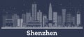 Outline Shenzhen China City Skyline with White Buildings