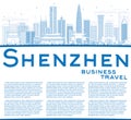 Outline Shenzhen Skyline with Blue Buildings and Copy Space. Royalty Free Stock Photo