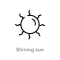 outline shining sun vector icon. isolated black simple line element illustration from weather concept. editable vector stroke Royalty Free Stock Photo