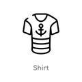 outline shirt vector icon. isolated black simple line element illustration from nautical concept. editable vector stroke shirt