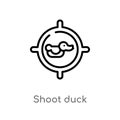 outline shoot duck vector icon. isolated black simple line element illustration from entertainment concept. editable vector stroke