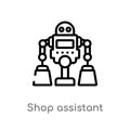 outline shop assistant vector icon. isolated black simple line element illustration from artificial intelligence concept. editable