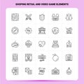 OutLine 25 Shoping Retail And Video Game Elements Icon set. Vector Line Style Design Black Icons Set. Linear pictogram pack. Web