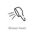 outline shower head vector icon. isolated black simple line element illustration from beauty concept. editable vector stroke Royalty Free Stock Photo