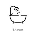 outline shower vector icon. isolated black simple line element illustration from cleaning concept. editable vector stroke shower