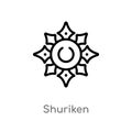 outline shuriken vector icon. isolated black simple line element illustration from asian concept. editable vector stroke shuriken