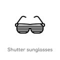 outline shutter sunglasses vector icon. isolated black simple line element illustration from clothes concept. editable vector