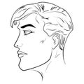 Outline side profile of a human male head