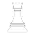 Outline silhouette of chess rook isolated on white background. Chess icons. Vector illustration for design.