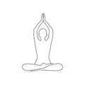 Outline silhouette of a human sitting in padmasana position with hands namaste over head