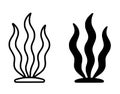 Icon, algae illustration, outline and silhouette versions Royalty Free Stock Photo