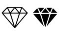 Diamond illustration icon, outline and silhouette style Royalty Free Stock Photo