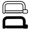 Hacksaw illustration icon, outline and silhouette versions Royalty Free Stock Photo