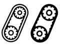 Spare parts icons, timing belt illustrations, outline and silhouette versions Royalty Free Stock Photo