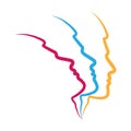 Outline of the silhouette of a male face, the offset contour of the profile. Split personality Royalty Free Stock Photo