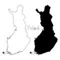 Outline and silhouette map of Finland - vector illustration hand