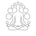 The outline of a silhouette, a meditating person. Illustration of a man in the lotus position. Royalty Free Stock Photo
