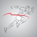 Outline silhouette running man sprinter explosive start Royalty Free Stock Photo
