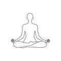 Outline silhouette of a human sitting in lotus position Royalty Free Stock Photo