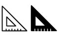 Education icon, triangular ruler illustration, outline and silhouette versions Royalty Free Stock Photo