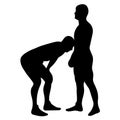 Outline silhouette of a wrestler athlete in wrestling. Greco-Roman, freestyle, classical wrestling. Fighting game. Flat style.