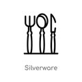 outline silverware vector icon. isolated black simple line element illustration from furniture and household concept. editable