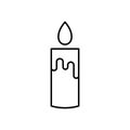 Outline simple burning candle vector icon. EPS 10. Candles light burn concept... Isolated on white.. Illustration candle. Wax or