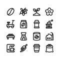 Outline Simple Coffee Bean Production Process Element Line Icon Set Royalty Free Stock Photo