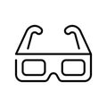 Outline simple 3d glasses icon vector monochrome linear cinematography logo