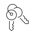 Outline Simple Keys On Ring Icon Vector Illustration. Symbol Of Private Keep Protection And Security