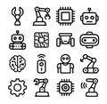 Outline Simple Style Robotics and Automation Icon Set Collection Royalty Free Stock Photo