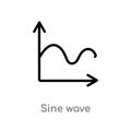 outline sine wave vector icon. isolated black simple line element illustration from user interface concept. editable vector stroke Royalty Free Stock Photo