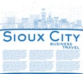 Outline Sioux City Iowa Skyline with Blue Buildings and Copy Spa