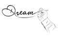 Outline Sketch Hand, Writing Her / His Dream Royalty Free Stock Photo