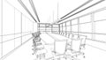 Outline sketch of a interior meeting room Royalty Free Stock Photo
