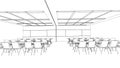 Outline sketch of a interior meeting room Royalty Free Stock Photo