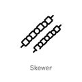outline skewer vector icon. isolated black simple line element illustration from party concept. editable vector stroke skewer icon