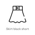 outline skirt black short vector icon. isolated black simple line element illustration from woman clothing concept. editable Royalty Free Stock Photo