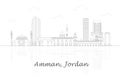 Outline Skyline panorama of city of Amman, Jordan Royalty Free Stock Photo