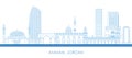 Outline Skyline panorama of city of Amman, Jordan Royalty Free Stock Photo