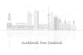 Outline Skyline panorama of city of Auckland, New Zealand Royalty Free Stock Photo