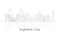 Outline Skyline panorama of city of Baghdad, Iraq