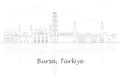 Outline Skyline panorama of city of Bursa, Turkiye