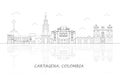 Outline Skyline panorama of city of Cartagena, Colombia